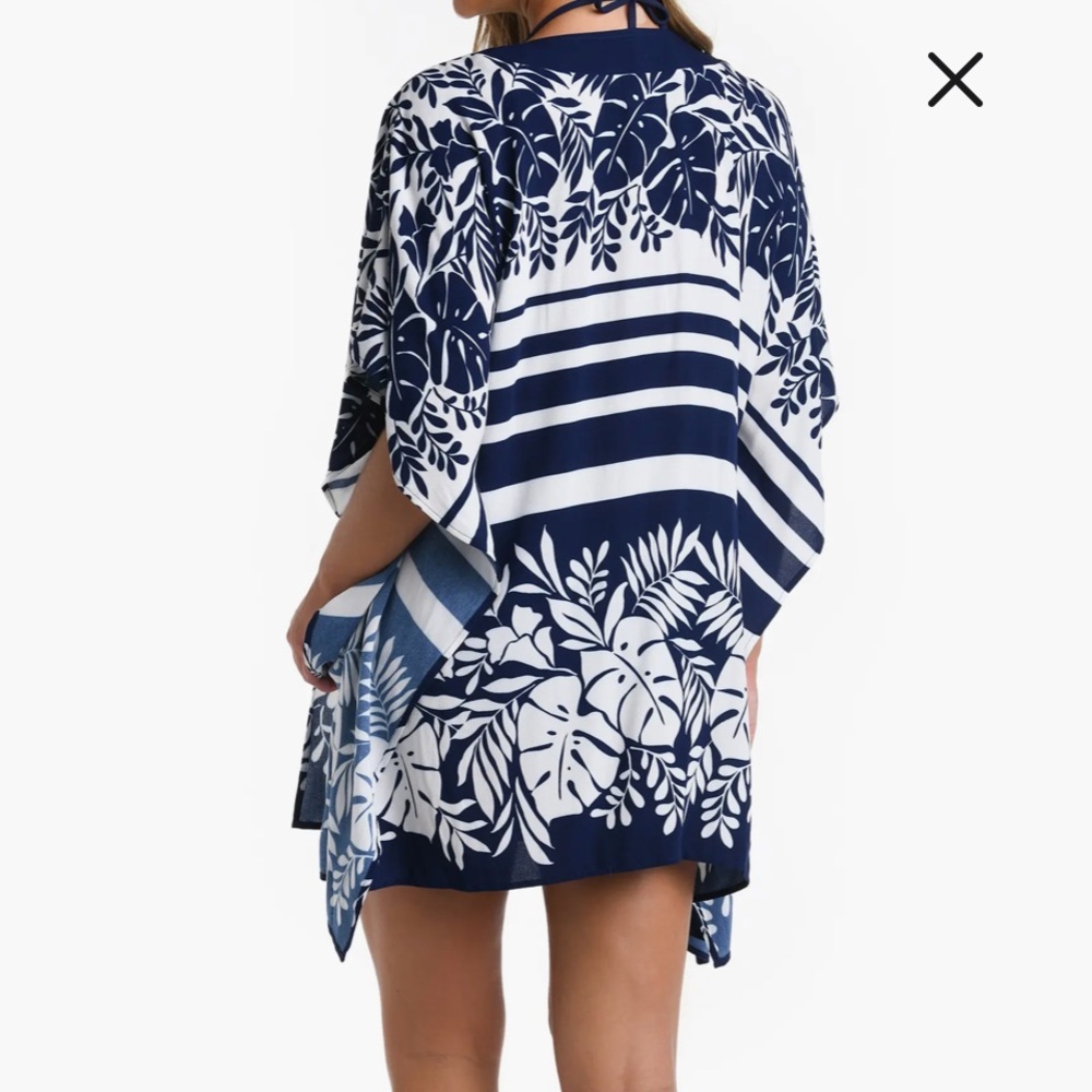 La Blanca Swim Coverup NEW (blue/white) Navy and White Floral - Picture 11 of 12